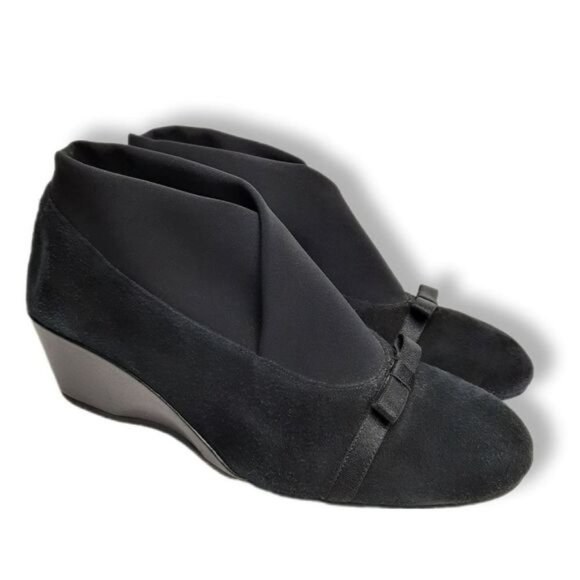 THIERRY RABOTIN Suede Slip-On Wedge Pumps Shoes w/ Bow Sz 8 | Eur 39 - Picture 1 of 12